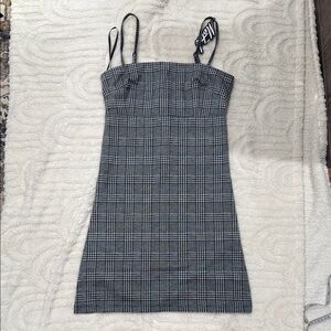 Plaid Gray Mini Dress 90s